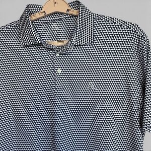 Rhoback Performance Golf Polo Mens L SC Palmetto State AOP Navy White Shirt EUC